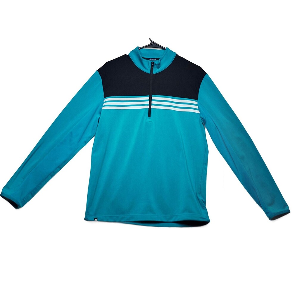 Adidas Climacool Men's S Teal Black White 1/4 Zip Pullover Activewear Top